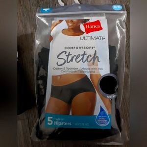NEW! HANES HIPSTER PANTIES SZ 5 S BLACK 4PRS